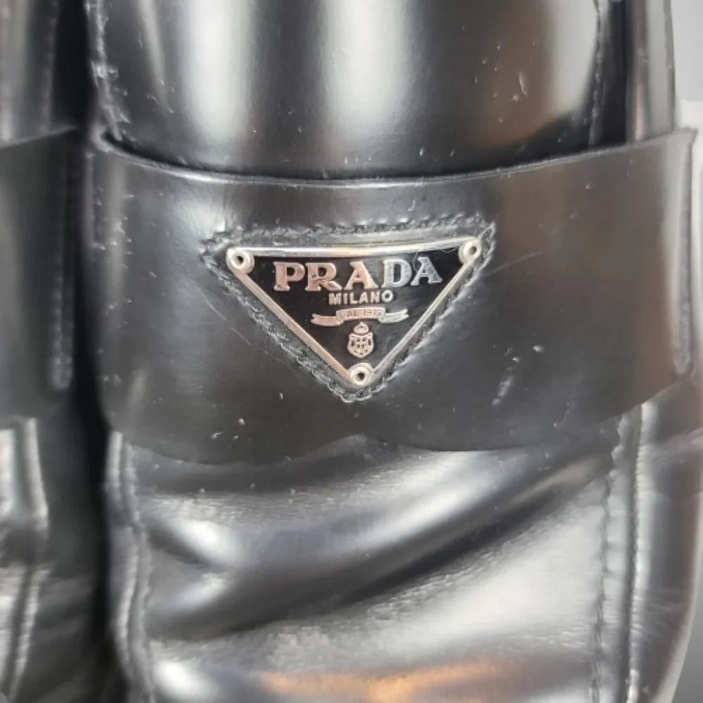 Prada Brushed Leather Triangle Logo Loafers Size: 8.5 - Picture 5 of 16